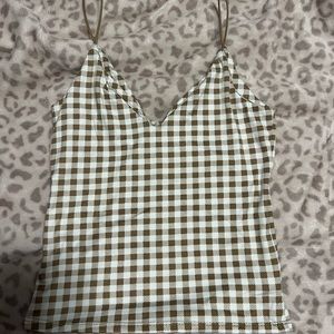 Cropped tank top brown checkered